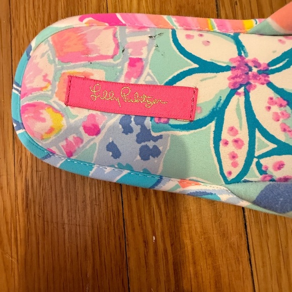Lilly Pulitzer Sea Glass Aqua Rainforest Retreat Pool Slippers L/XL New - Picture 3 of 6
